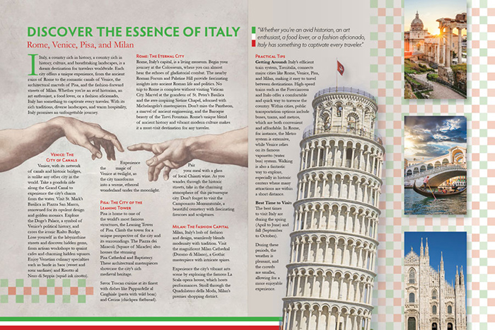 Layout design for a travel magazine