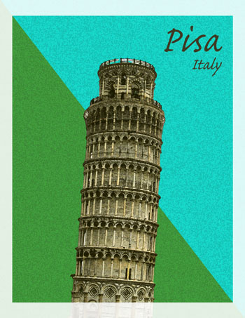 Postcard design featuring scenic artwork